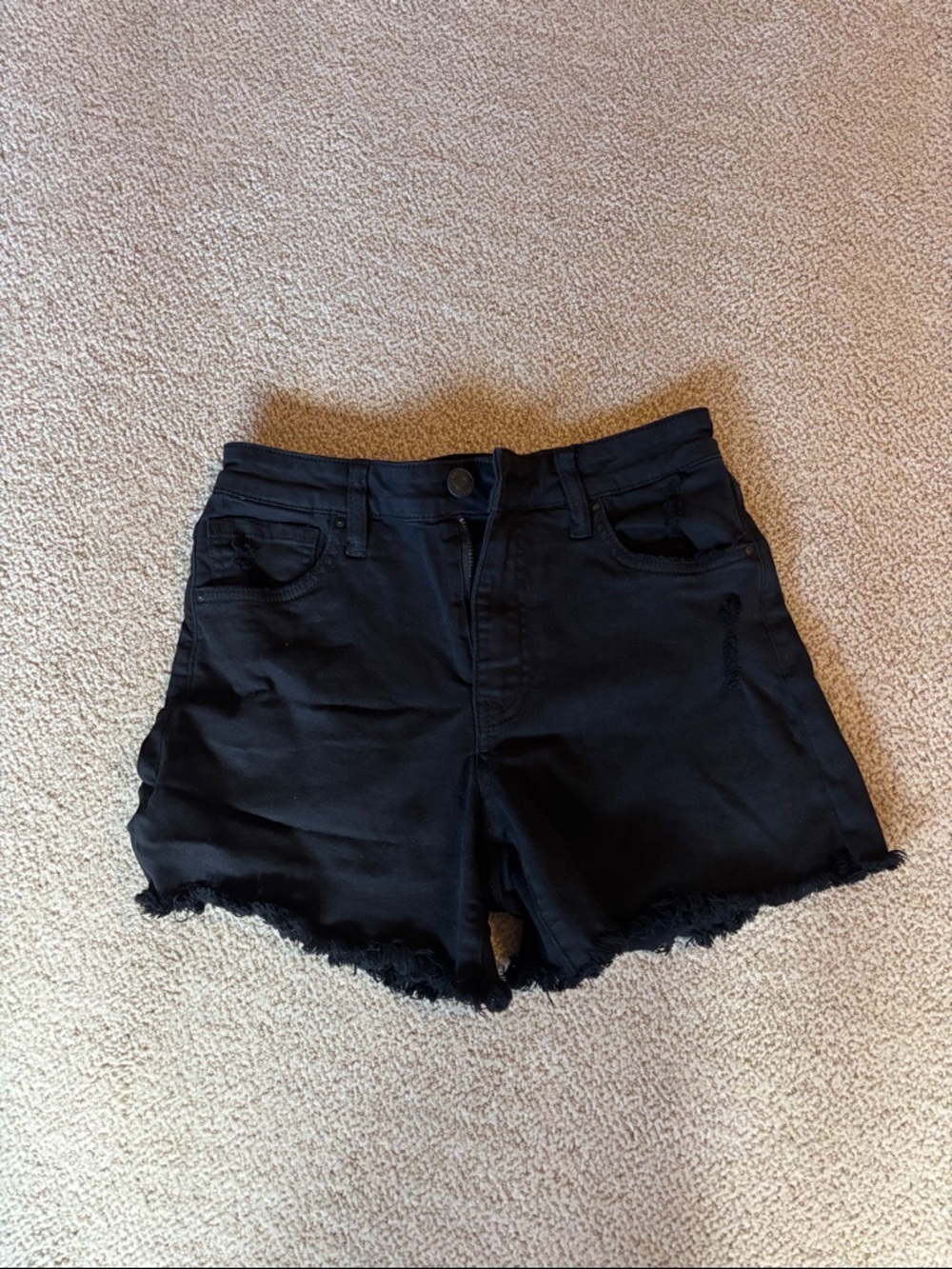 Kut from the Kloth Black High-Rise Frayed Denim Shorts